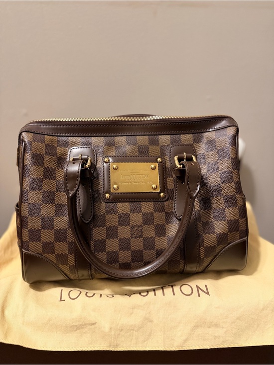 Louis Vuitton Handbags - Louis Vuitton Brown Damier Ebene Checkered Satchel with Gold Plaque